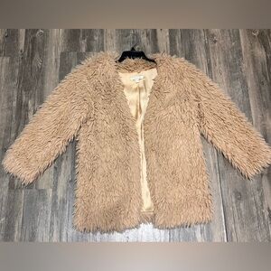 Women's Tan Faux Fur Jacket